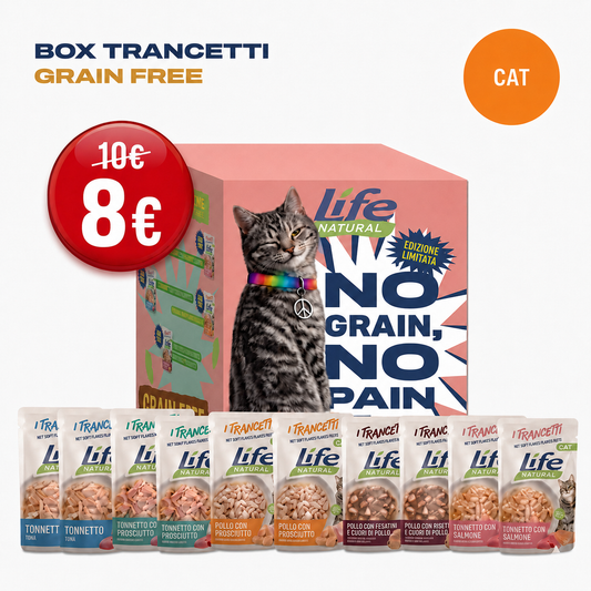 BOX TRANCETTI GRAIN FREE - 10 BUSTE DA 55 GRAMMI - SCONTATO DEL 20%