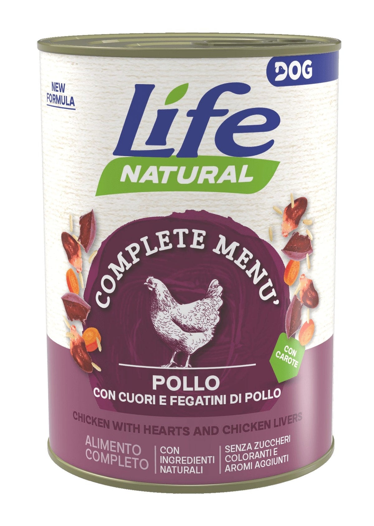 Pollo con cuori e fegatini di pollo