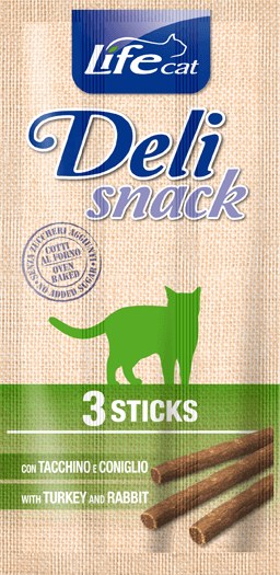 Deli snack per gatto con tacchino e coniglio
