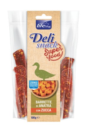 Delisnack Superfood: barrette di anatra con zucca
