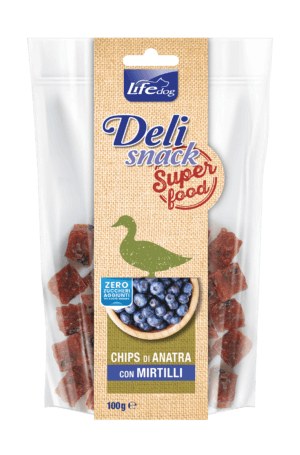 Delisnack Superfood: chips di anatra con mirtilli